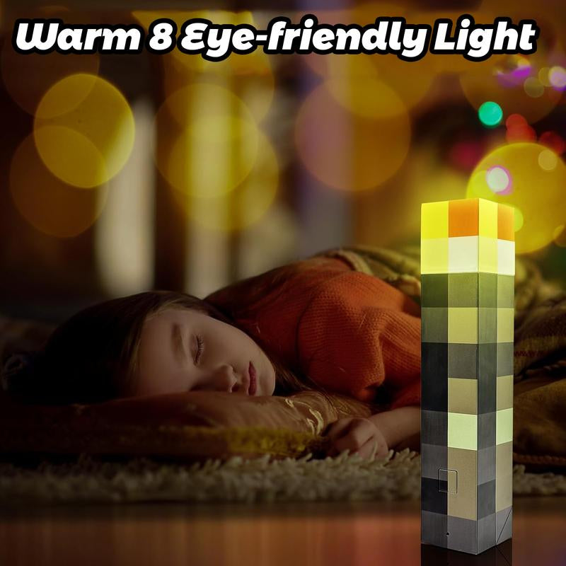 Upgraded Pixel Torch Night Light – USB Pluggable LED Wall Lamp| Handheld Flashlight for Kids Room, Holiday Party & Creative Home Decor