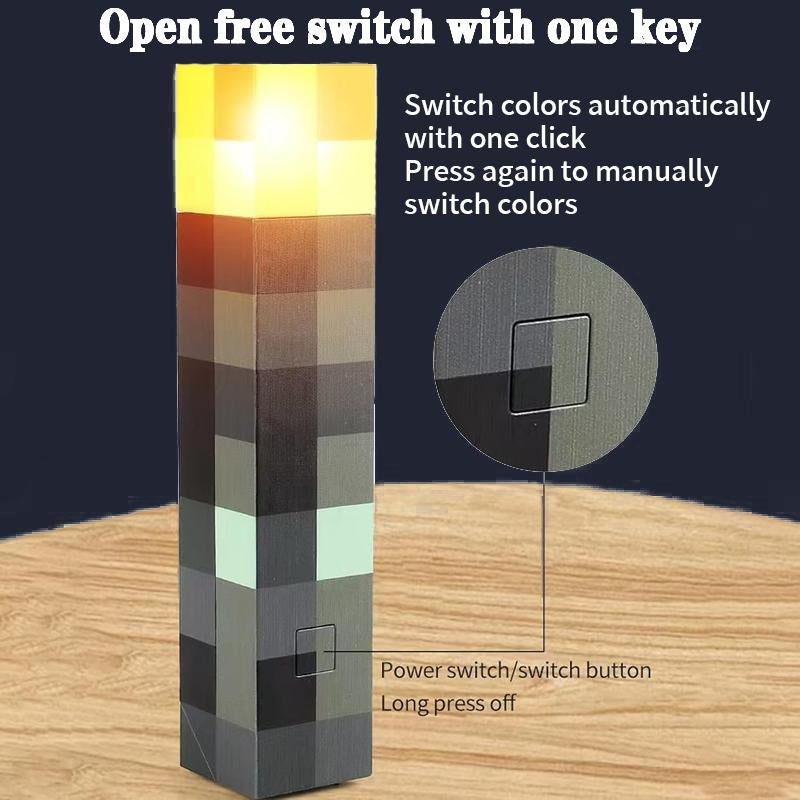 Upgraded Pixel Torch Night Light – USB Pluggable LED Wall Lamp| Handheld Flashlight for Kids Room, Holiday Party & Creative Home Decor